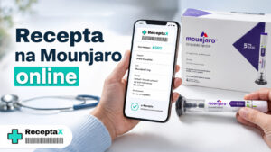 Recepta na Mounjaro online – wstrzykiwacz tyrzepatydu i smartfon z e-receptą ReceptaX