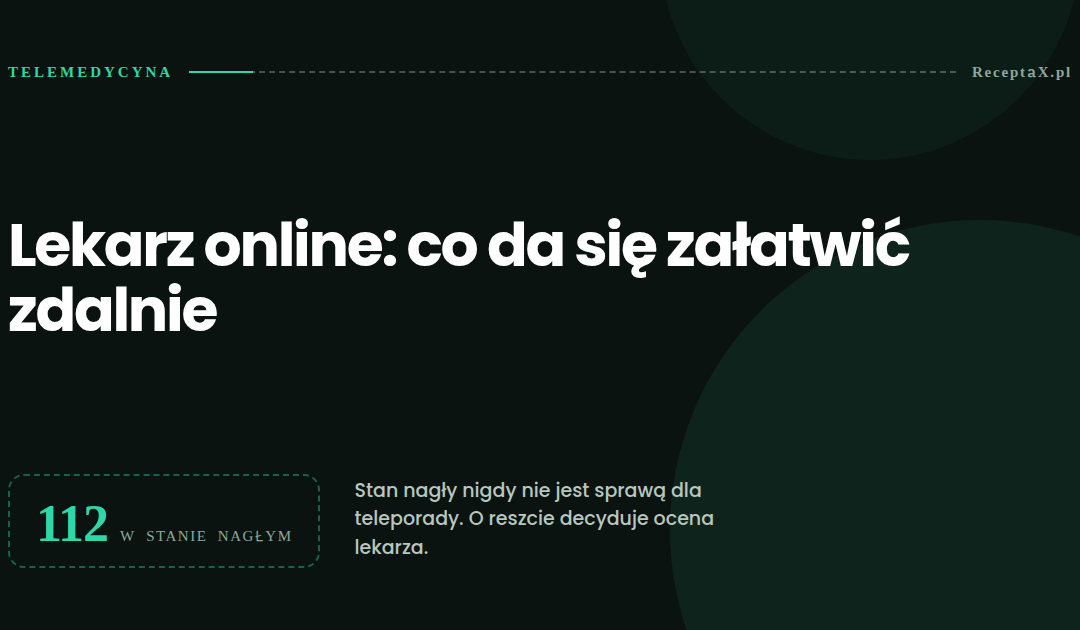 Teleporada — stan nagły wymaga telefonu pod 112, nie konsultacji online