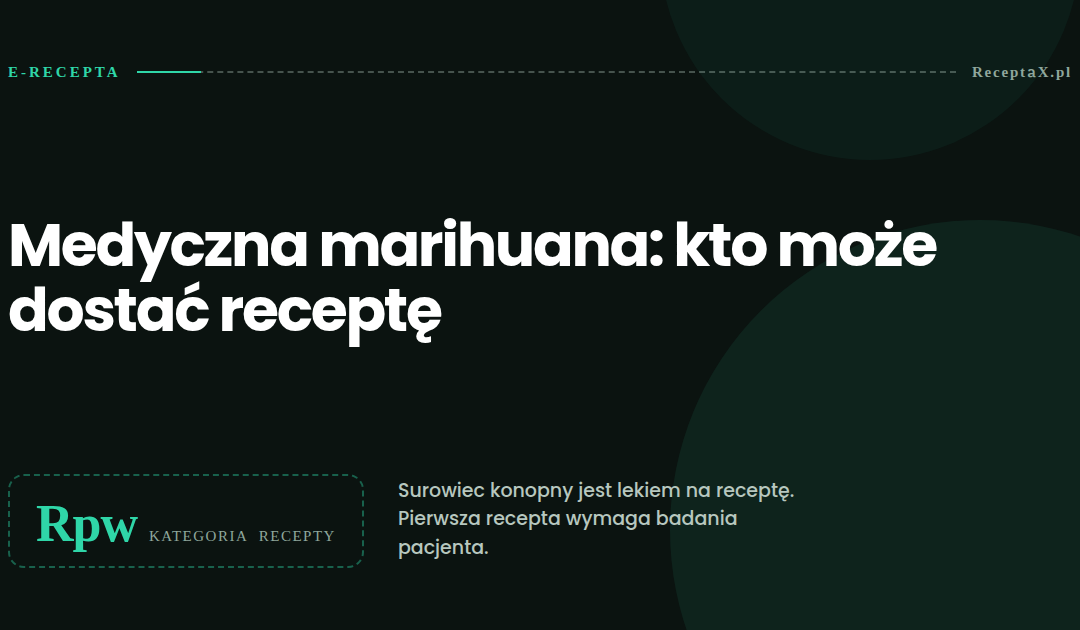 Medyczna marihuana wydawana jest na receptę w kategorii Rpw