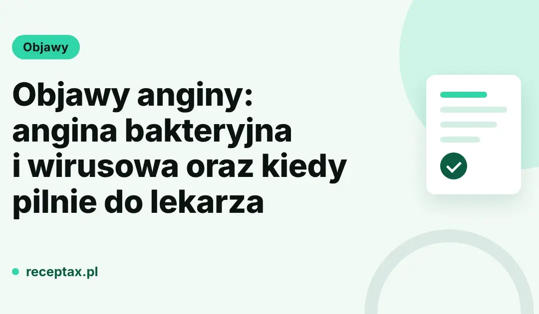 Karta tytułowa artykułu o objawach anginy bakteryjnej i wirusowej