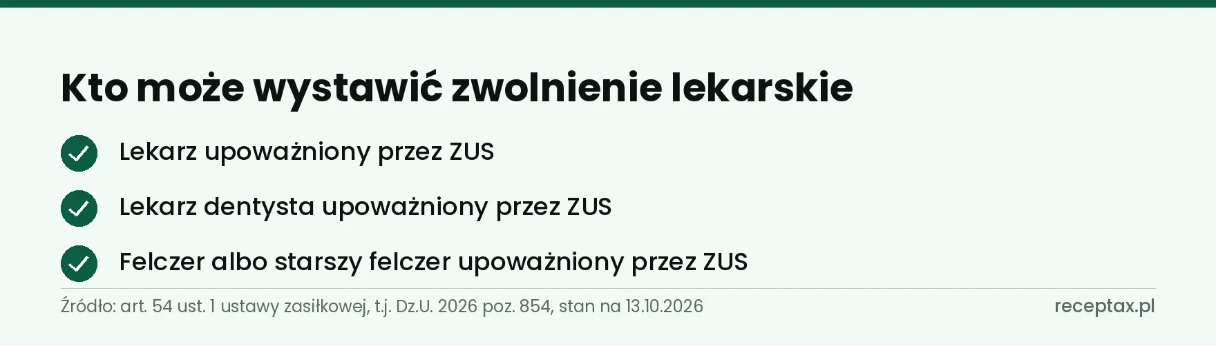 Lista trzech grup osób, które z upoważnienia ZUS wystawiają zwolnienia lekarskie